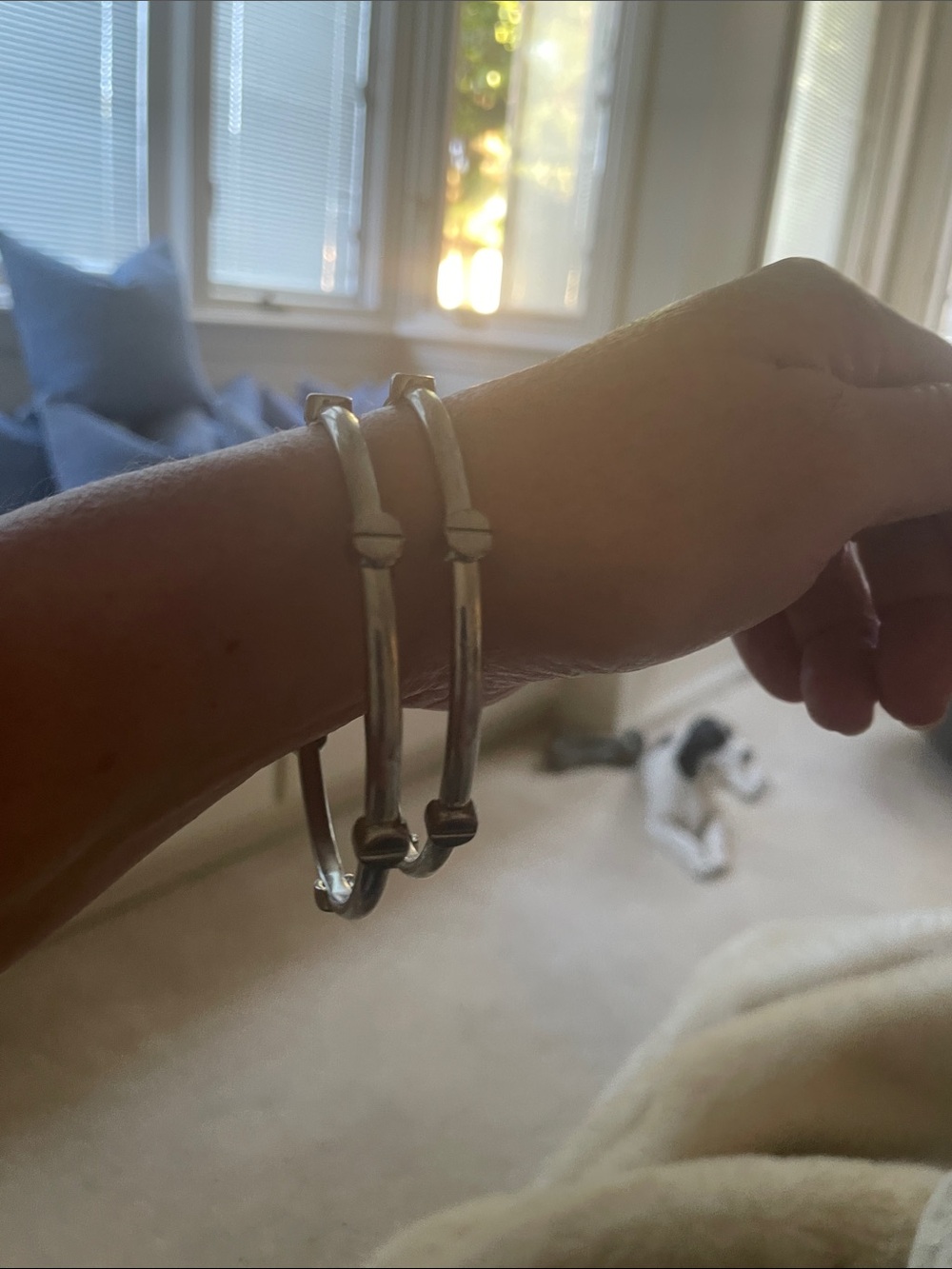 Silver Knot Accent Bangle Bracelets - Women Jewelry